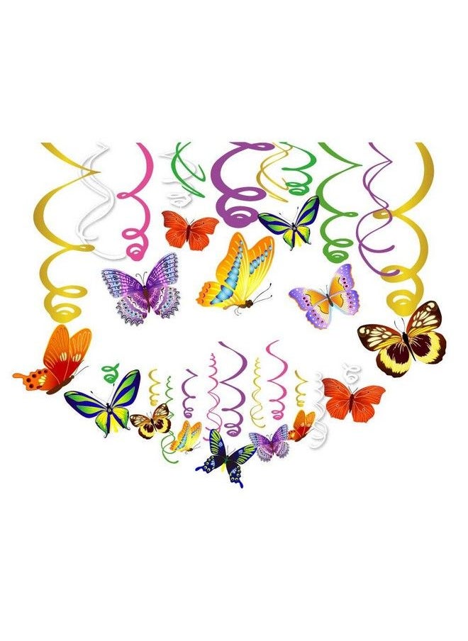 Wishlife 30Ct Spring Butterfly Hanging Swirl Decorationsthemed Birthday Partyparty Suppliesceiling Hanging Swirl Decorations For Girlsboyskids Homeclassroombaby Showers  - Image 1