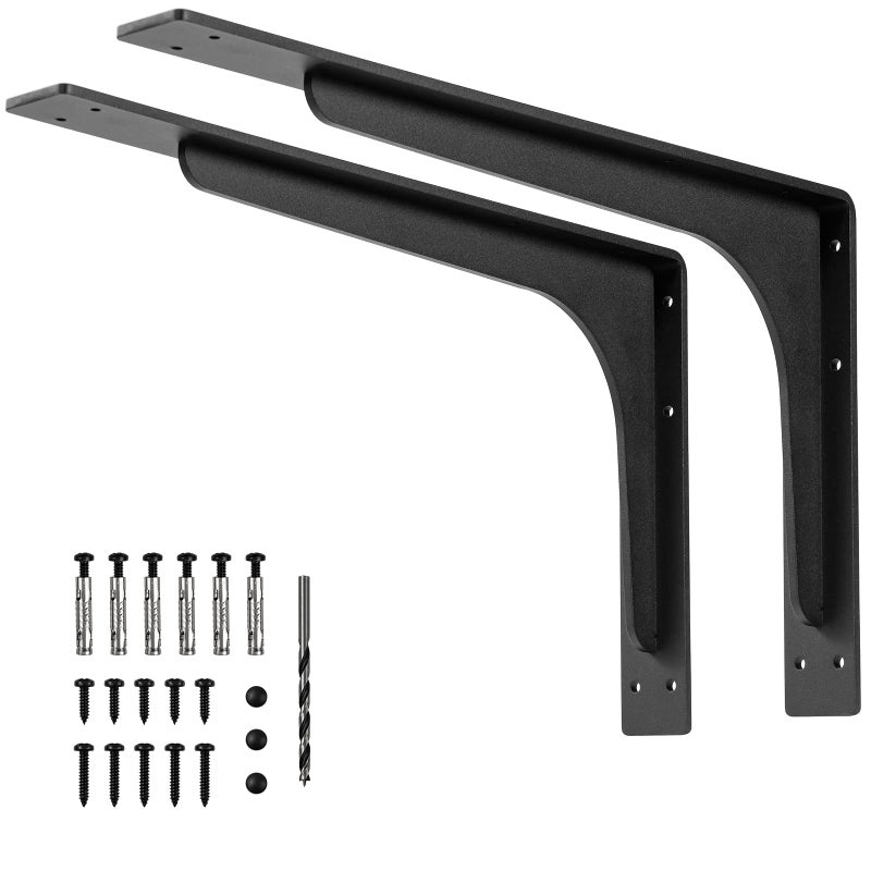 PICESA 24 x14.2 INCH Shelf Brackets,L Shelf Brackets,Vertical Angle, Premium Alloy Metal Heavy Duty Shelf Bracket, high Strength Mounting Hardware Included, Corner Brace Joint,Pack of 2. - Image 1