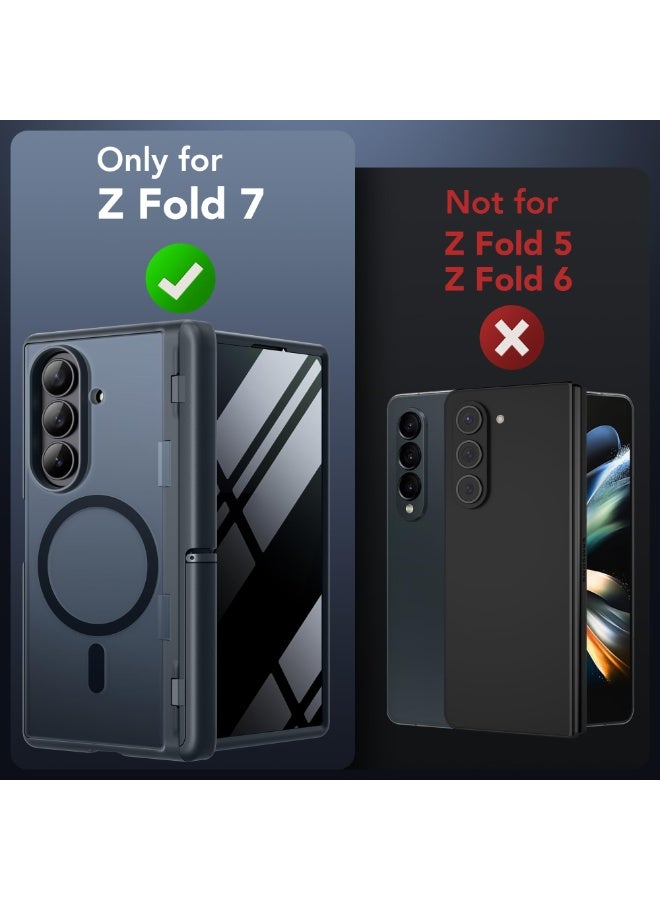 موبوسي جراب لهاتف سامسونج جالاكسي زد فولد 7 [مزود بحاملين مخفيين وشاشة حماية للخصوصية وحماية كاملة للمفصل] [متوافق مع ماجسيف]، غلاف هاتف نحيف مقاوم للصدمات، أسود - Image 5