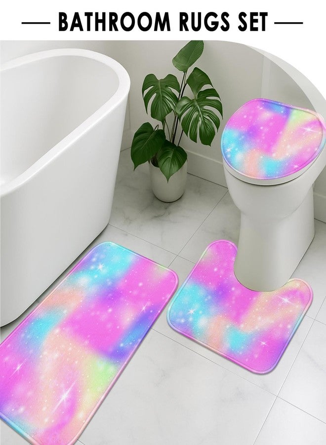 ArtSocket Unicorn Rainbow Bathroom Set with Shower Curtain and Rugs Accessory, Universe Princess Watercolor Fantasy Shower Curtain, Abstract Bathroom Decor 4 Pcs - Image 5