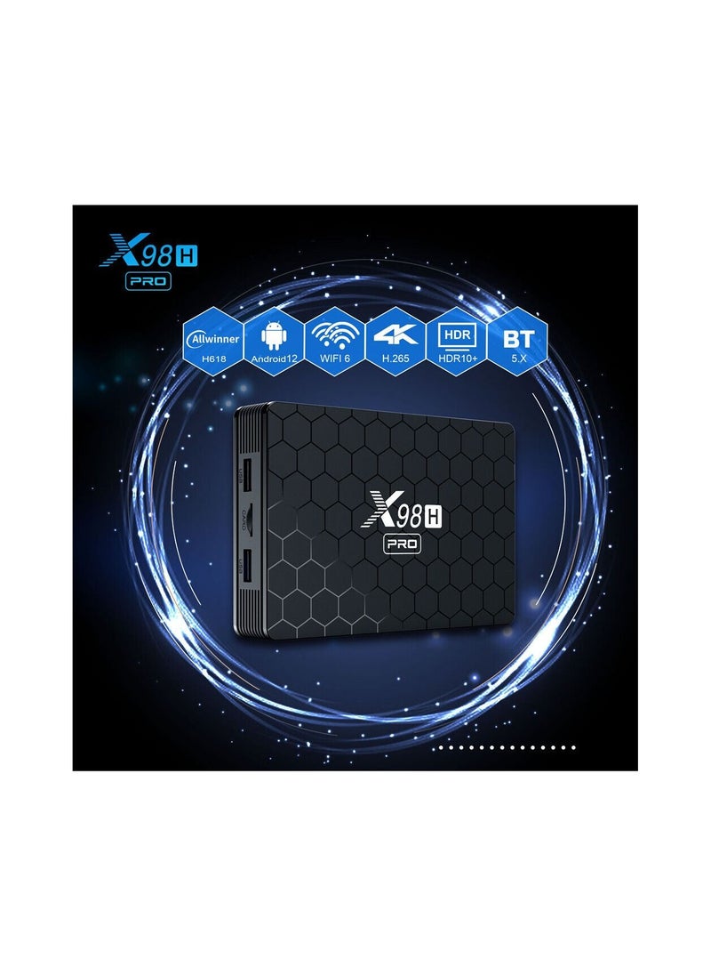 Generic - 1000M X98H Pro Smart TV Box Android 12 Allwinner H618 Quad Core 4K 6K Media Playe Dual Wifi BT5 AV1 64GB Set Top Box 2022 Newest - Image 1