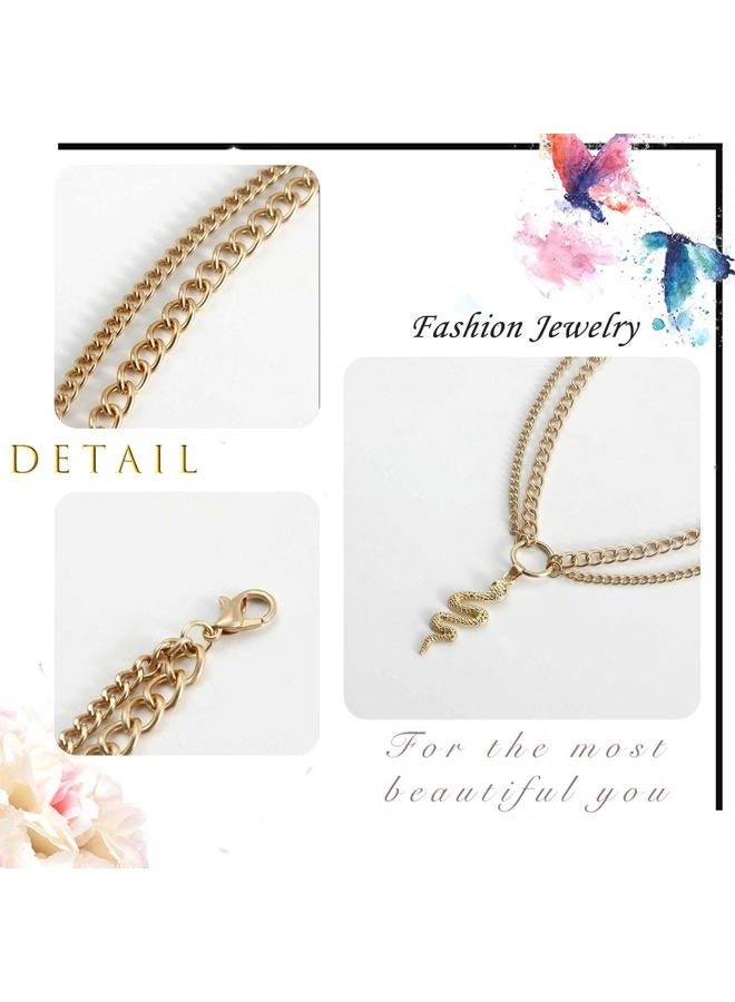 Zeshimb Gold Snake Necklace Choker Punk Layered Serpent Necklace Statement Animal Cobra Pendant Collar Necklace Jerwelry for Women Girls - Image 4