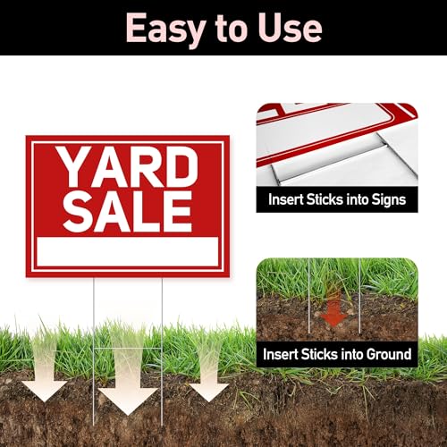 ComboJoy 6 Pcs Yard Sale Signs with Stakes, 2-Pack Large Yard Sale Signs 17" x 12" and 4-Pack Arrow Sale Signs 17" x 6", Double-Sided Waterproof Yard Signs for Yard Sale Kit and Supplies - Image 4