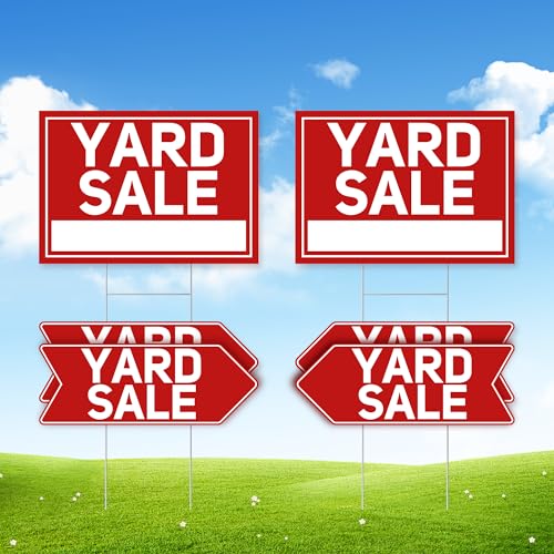 ComboJoy 6 Pcs Yard Sale Signs with Stakes, 2-Pack Large Yard Sale Signs 17" x 12" and 4-Pack Arrow Sale Signs 17" x 6", Double-Sided Waterproof Yard Signs for Yard Sale Kit and Supplies - Image 1