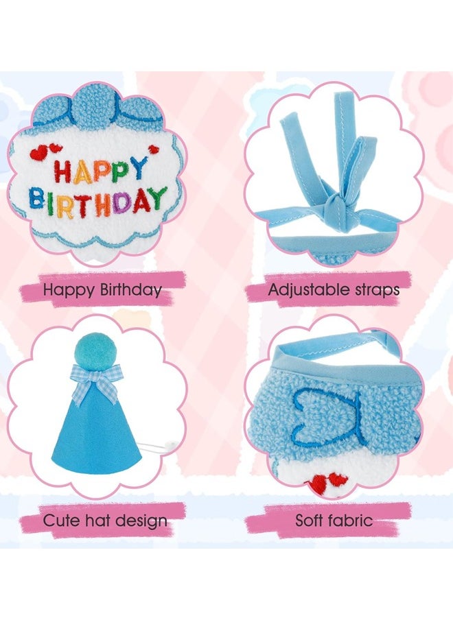rocooart Dog and Cat Birthday Hat and Belt Set, Cute Pet Birthday Party Supplies Decoration Kit, Embroidered Birthday Gift for Girls Boys Kittens Blue  - Image 4