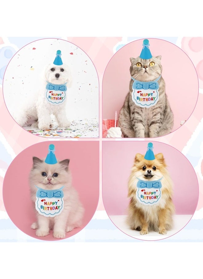 rocooart Dog and Cat Birthday Hat and Belt Set, Cute Pet Birthday Party Supplies Decoration Kit, Embroidered Birthday Gift for Girls Boys Kittens Blue  - Image 3