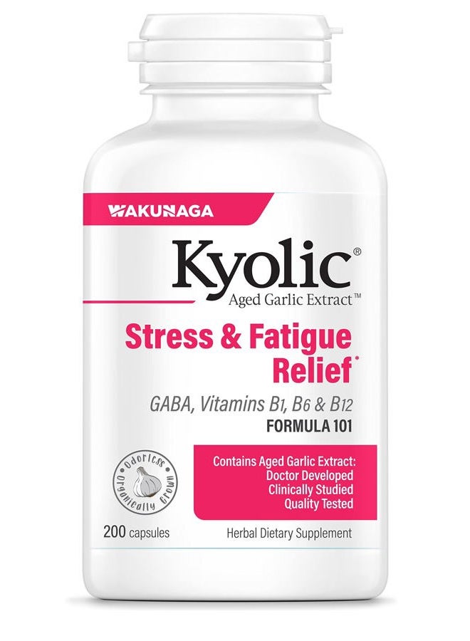kyolic صيغة مستخلص الثوم aged 101، تخفيف التعب، 200 كبسولة (قد يختلف التعبئة)  - Image 1