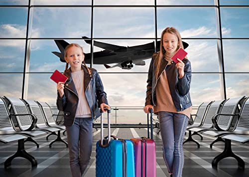 INRUI RUINI Airport Terminal Photography Backdrop Airplane Departure Airport Lounge Party Decorations Banner 7x5FT - Image 2