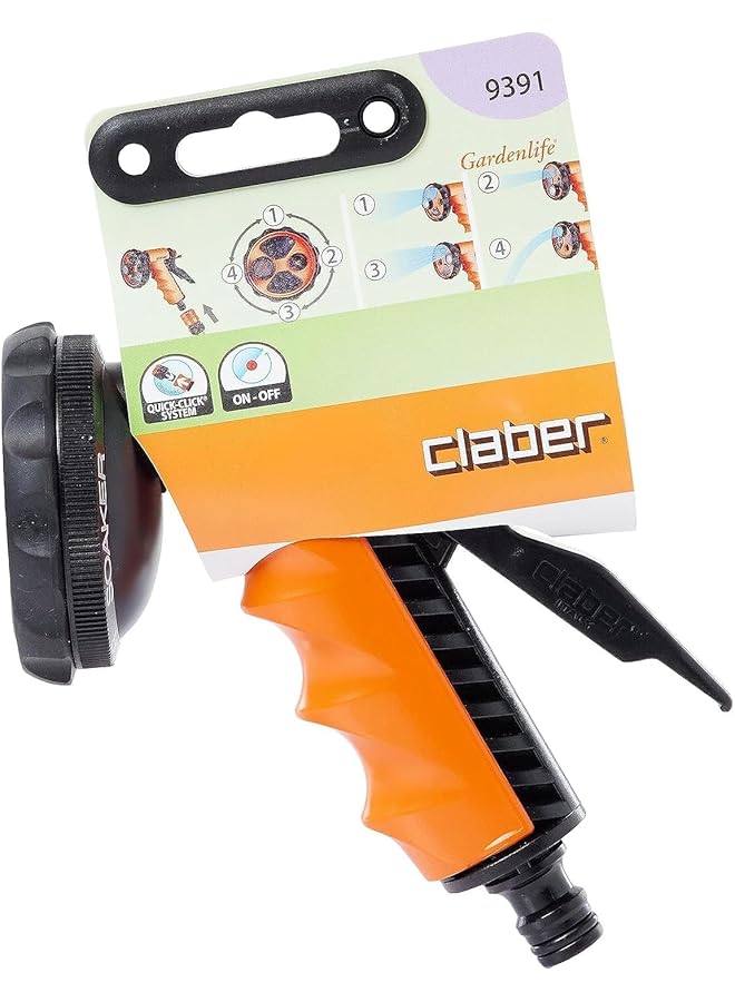 Claber 9391 Ergo Garden Spray Gun 4 Different Jets Rotating The Front Lock Nut - Image 1