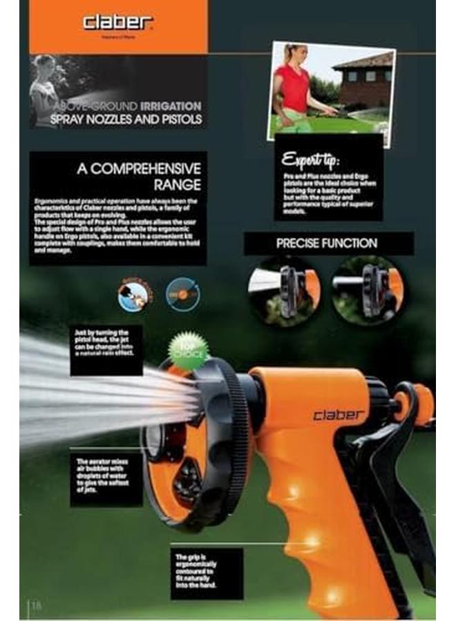Claber 9391 Ergo Garden Spray Gun 4 Different Jets Rotating The Front Lock Nut - Image 4