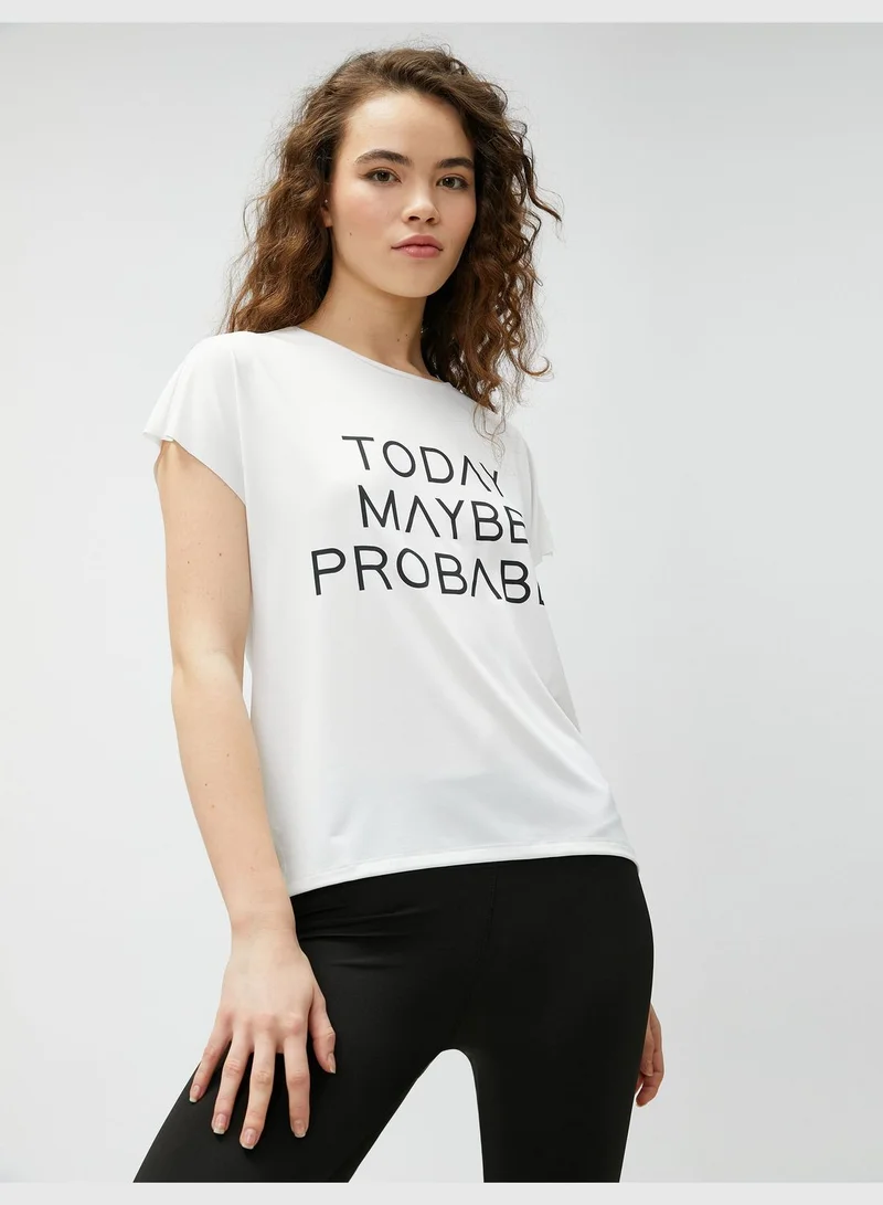 KOTON Oversized Sport T-Shirt Slogan Printed