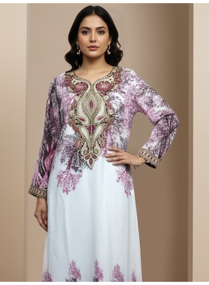 Alaya Women Floral Embroidered Chiffon Jalabiya-AL3830 - Image 3