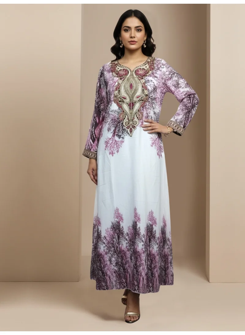 Alaya Women Floral Embroidered Chiffon Jalabiya-AL3830