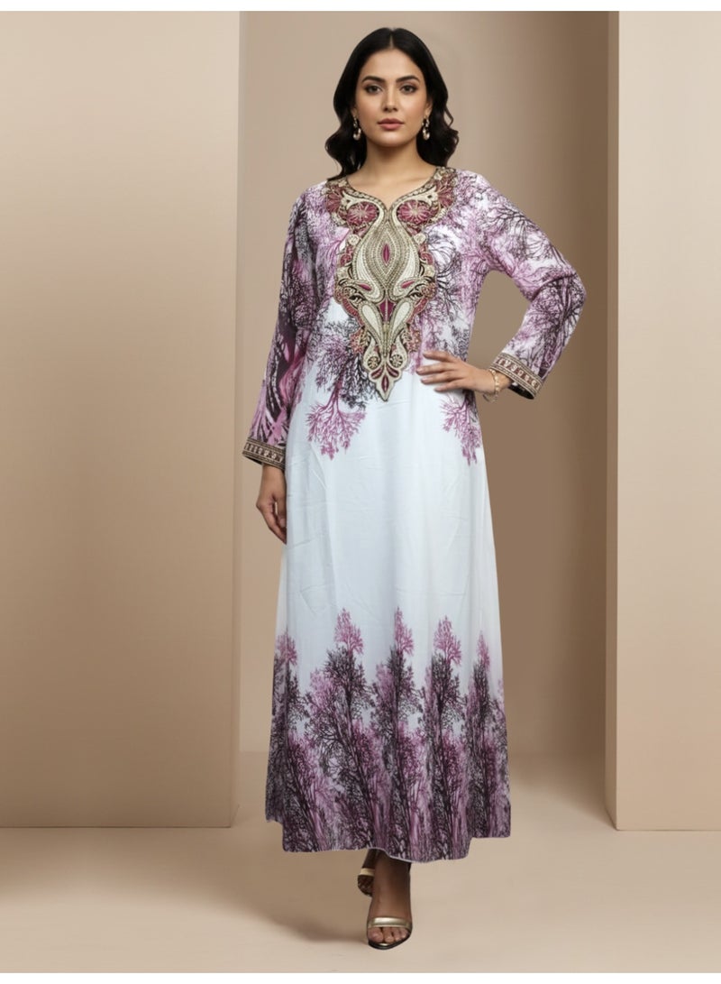 Alaya Women Floral Embroidered Chiffon Jalabiya-AL3830 - Image 2