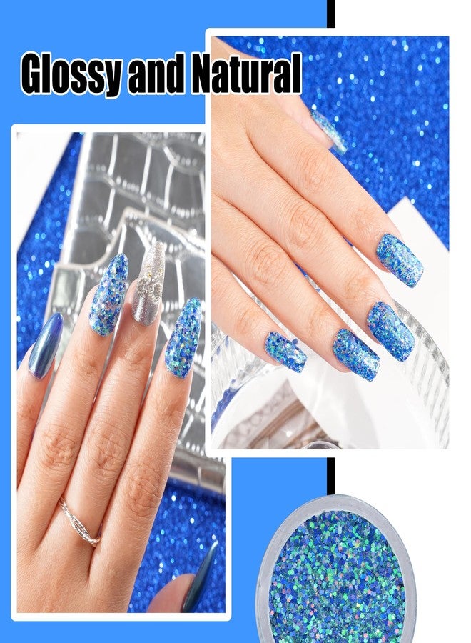 EODCI Dipping Powder Glitter Blue Color Nail Dip Powder 1 Oz For Nail Starter Professional Nail Art Salon DIY French Manicure Nail Powder No Needed Nail Lamp Cured - Image 3
