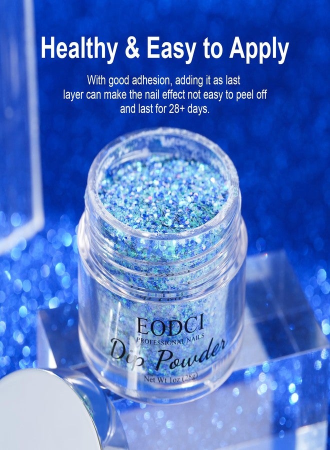 EODCI Dipping Powder Glitter Blue Color Nail Dip Powder 1 Oz For Nail Starter Professional Nail Art Salon DIY French Manicure Nail Powder No Needed Nail Lamp Cured - Image 4