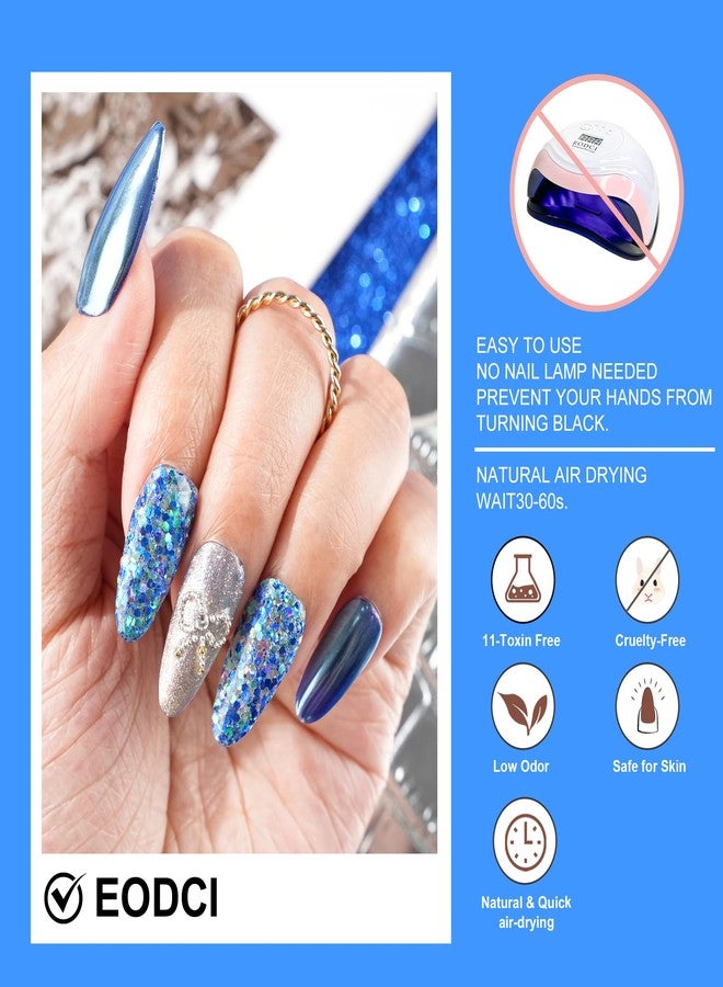 EODCI Dipping Powder Glitter Blue Color Nail Dip Powder 1 Oz For Nail Starter Professional Nail Art Salon DIY French Manicure Nail Powder No Needed Nail Lamp Cured - Image 5