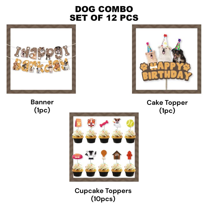 Festiko® 12 Pcs Happy Barkday Banner & Cake Topper & Cupcake Toppers For Dog's Birthday, Combo Decoration Supplies For Dogs Party, Dog Birthday Supplies, Pet Birthday Decoration - Image 2