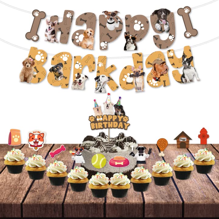 Festiko® 12 Pcs Happy Barkday Banner & Cake Topper & Cupcake Toppers For Dog's Birthday, Combo Decoration Supplies For Dogs Party, Dog Birthday Supplies, Pet Birthday Decoration - Image 5