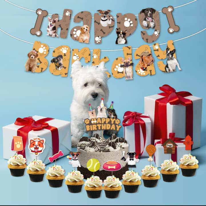 Festiko® 12 Pcs Happy Barkday Banner & Cake Topper & Cupcake Toppers For Dog's Birthday, Combo Decoration Supplies For Dogs Party, Dog Birthday Supplies, Pet Birthday Decoration - Image 4