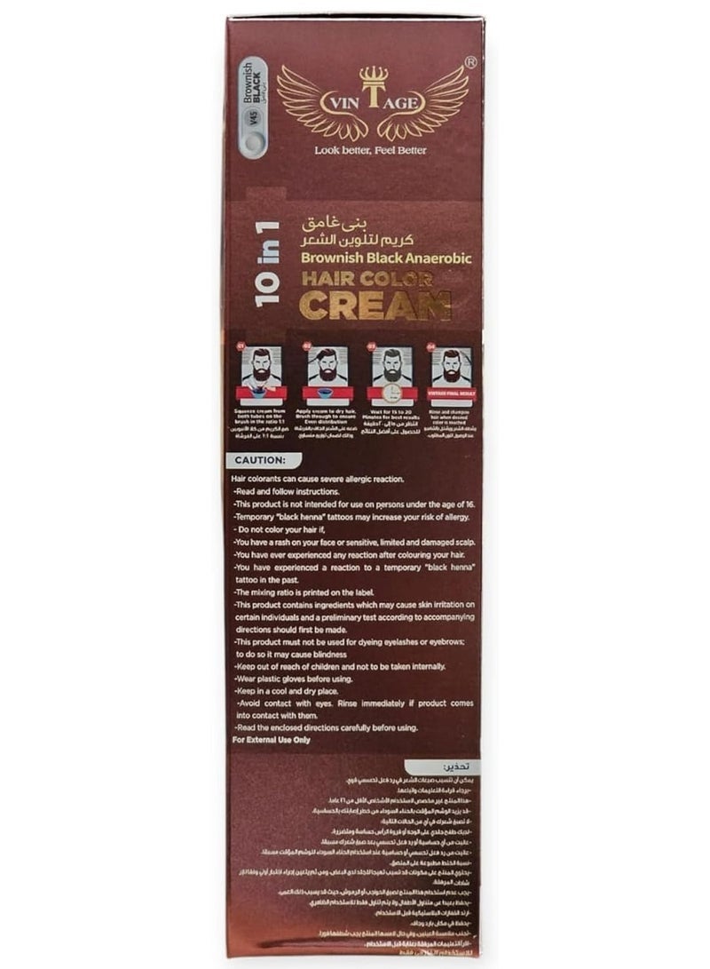 vintage Hair Color Cream 10 in 1 Brownish Black V45 - Image 4