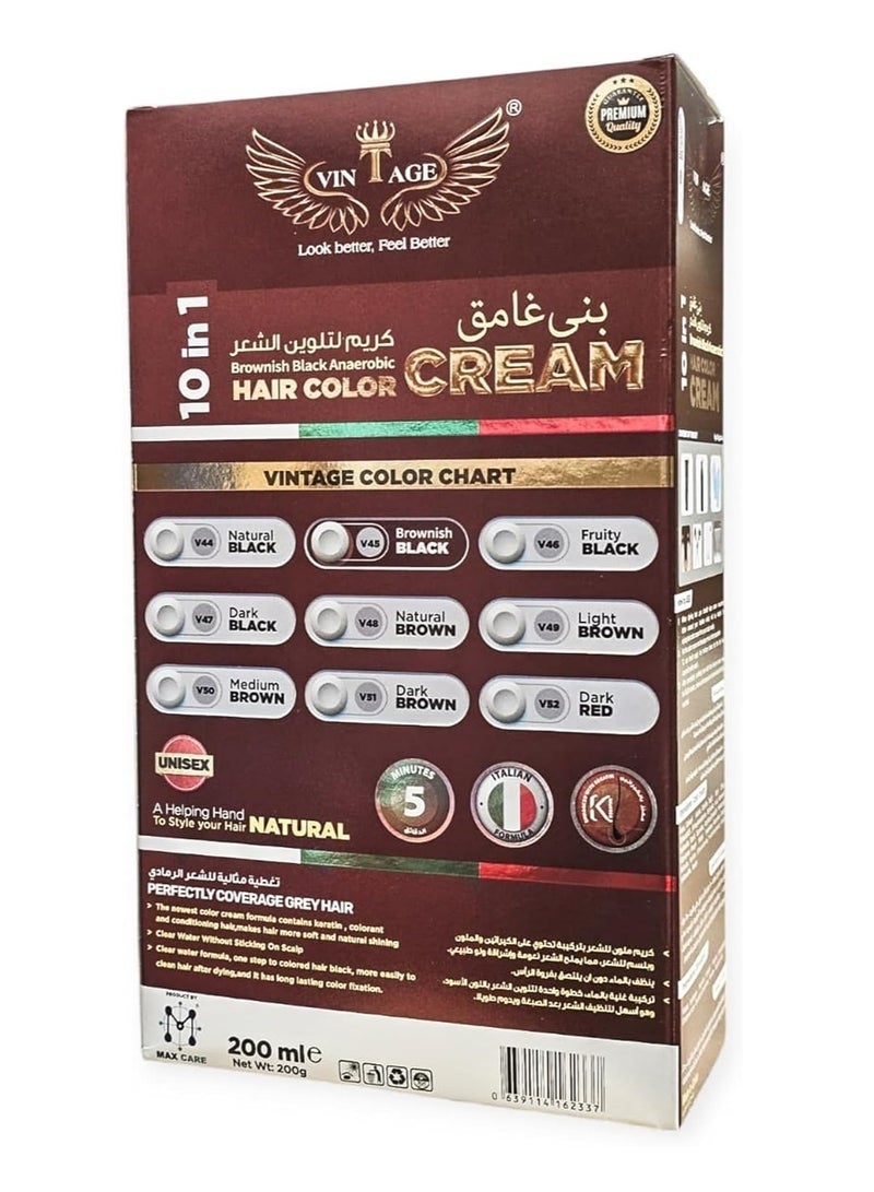 vintage Hair Color Cream 10 in 1 Brownish Black V45 - Image 3
