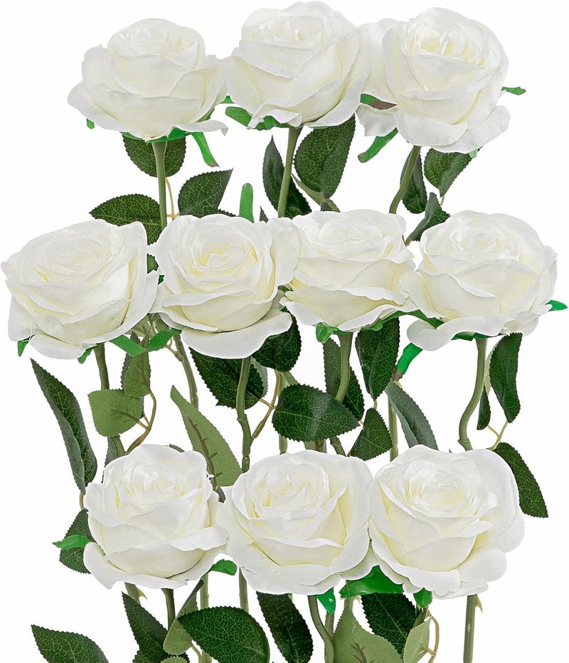 Luyue 10PCS Artificial Roses Flower with Stems Slik Fake Flowers Bouquet Realistic Long Stem Faux Rose for Wedding Home Decor - Image 1
