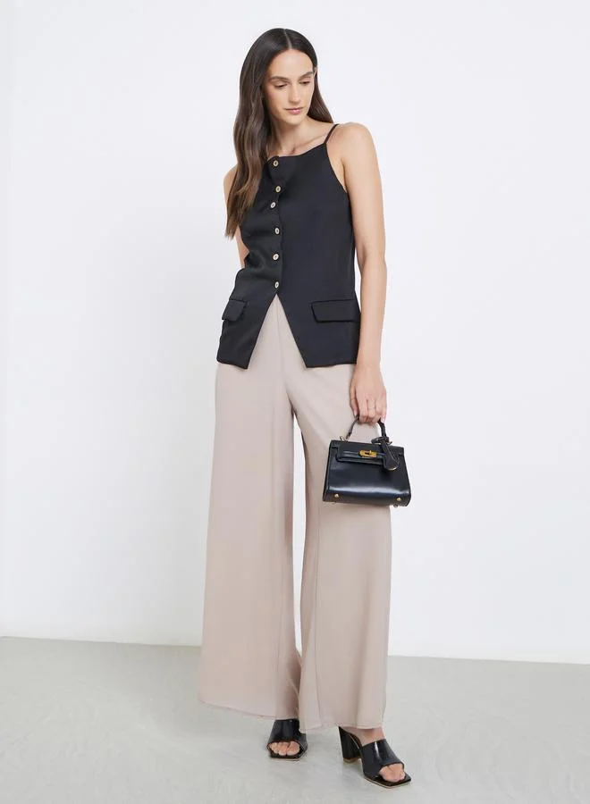 Styli Styli Strappy Square Neck Buttoned Top