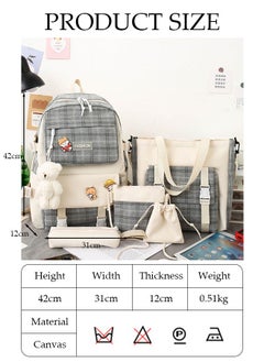 DUNISO 5PCS Kids School Backpack Set Canvas Laptop School Bag Sets for Kids with Tote Bag,Shoulder Bag,Pencil Box,Small Bag ,Large-capacity Bookbag for Girls Boys Back to School Supplies  - Image 4
