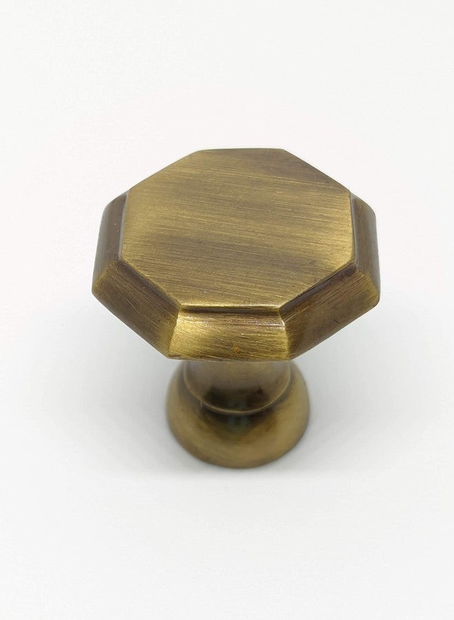 BRASS INDIA 100% Full Brass Oct KNOB | Door/Drawer Handle Knob | Drawer Knob | Material: 100% Heavy Brass | Finish : Antique | Size: 1.25 inches (Small) | Weight: 34 GMS p.p | (1) - Image 1