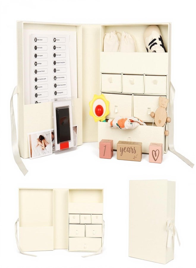 WINTC Baby Keepsake Box,Newborn Keepsake Box,Large Baby Memory Box with 8 Additional Items for Baby Shower,Pregnancy, Mother’s Day（beige） - Image 1