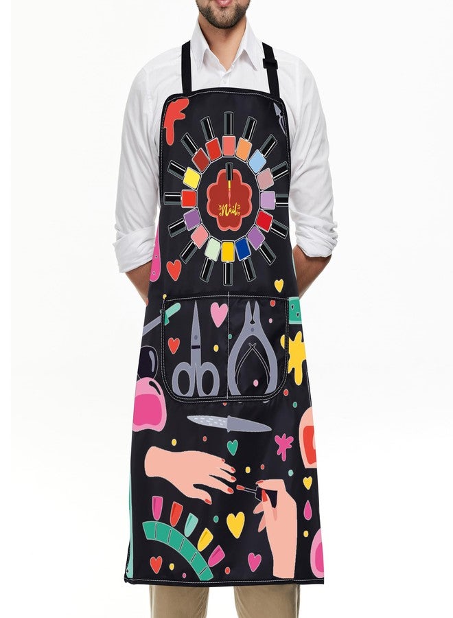 BNQL Nail Tech Apron With Pockets Nails Technician Gift Nail Lover Gift Nail Artist Apron Waterproof Nail Salon Aprons (black) - Image 4