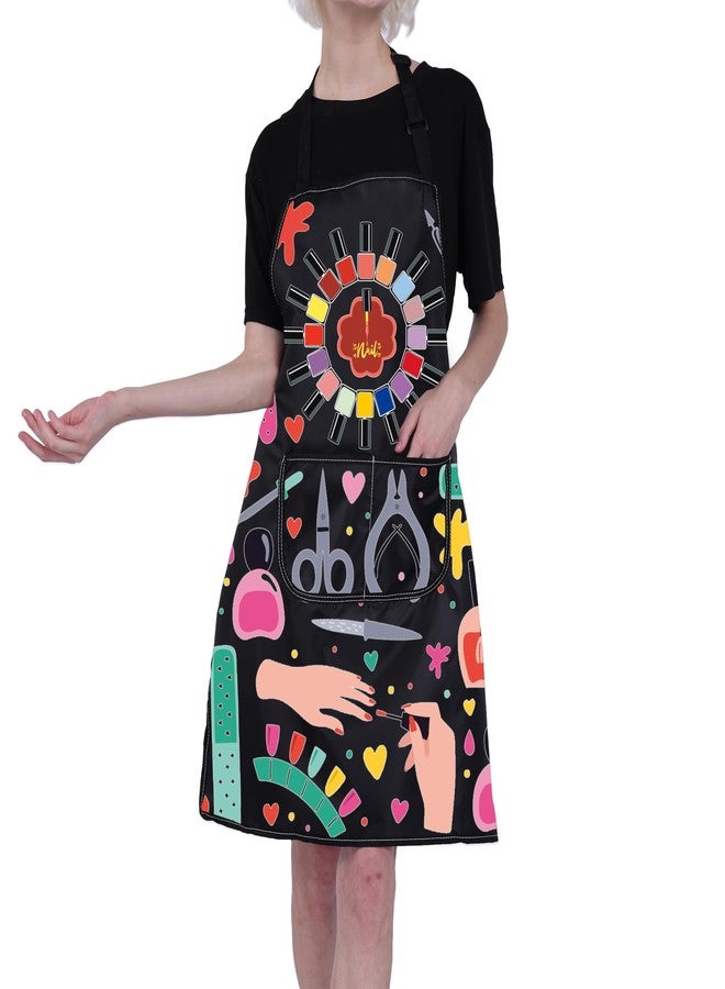 BNQL Nail Tech Apron With Pockets Nails Technician Gift Nail Lover Gift Nail Artist Apron Waterproof Nail Salon Aprons (black) - Image 5