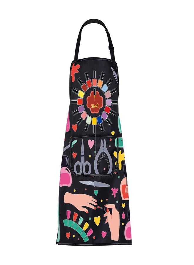 BNQL Nail Tech Apron With Pockets Nails Technician Gift Nail Lover Gift Nail Artist Apron Waterproof Nail Salon Aprons (black) - Image 1