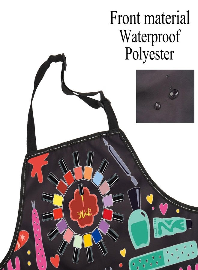BNQL Nail Tech Apron With Pockets Nails Technician Gift Nail Lover Gift Nail Artist Apron Waterproof Nail Salon Aprons (black) - Image 3