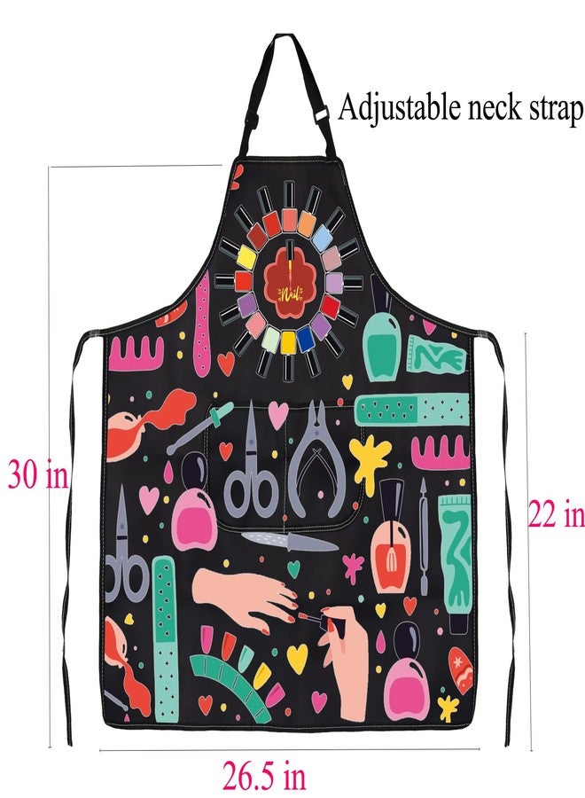 BNQL Nail Tech Apron With Pockets Nails Technician Gift Nail Lover Gift Nail Artist Apron Waterproof Nail Salon Aprons (black) - Image 2