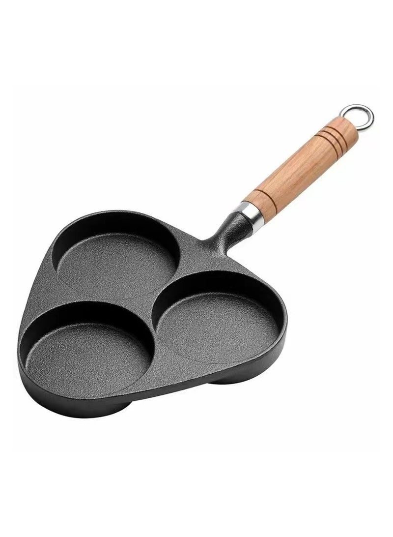 general Three-hole omelette pan uncoated thickened skillet egg burger mold non-stick egg dumpling pan deepening frying pan - Image 1