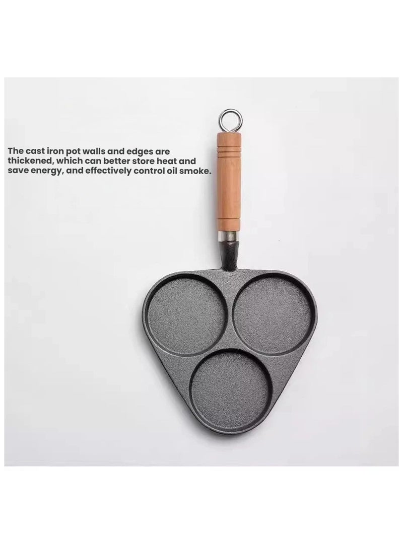 general Three-hole omelette pan uncoated thickened skillet egg burger mold non-stick egg dumpling pan deepening frying pan - Image 2