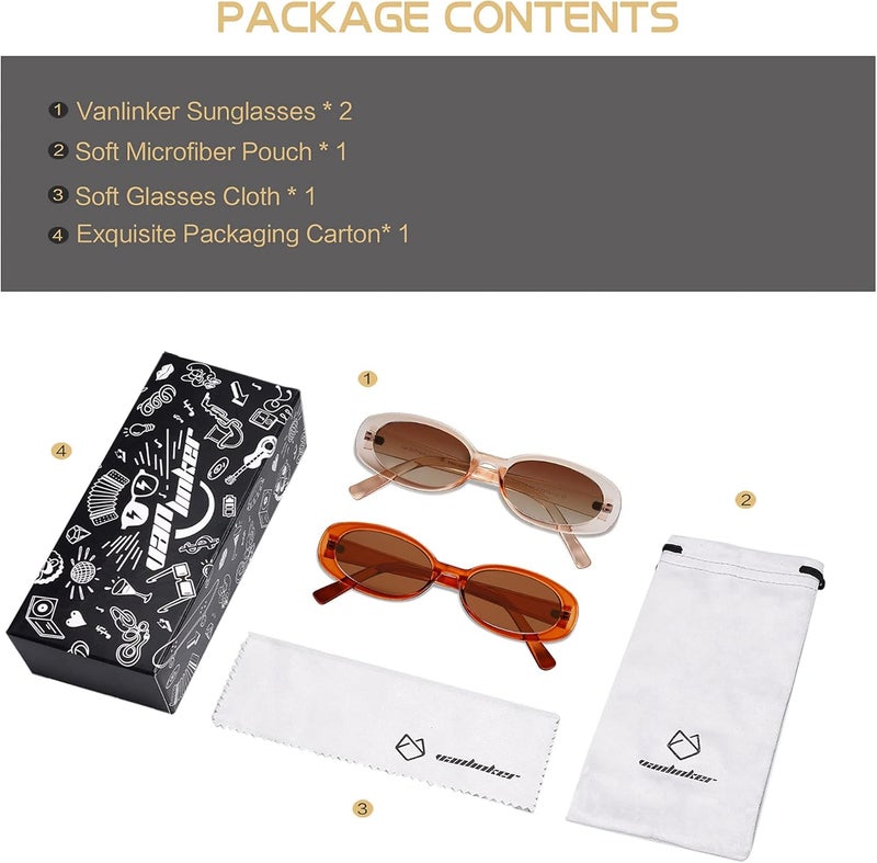 VANLINKER Polarized Retro Oval Sunglasses for Women and Men Small 90s Style VL9580 - Image 5