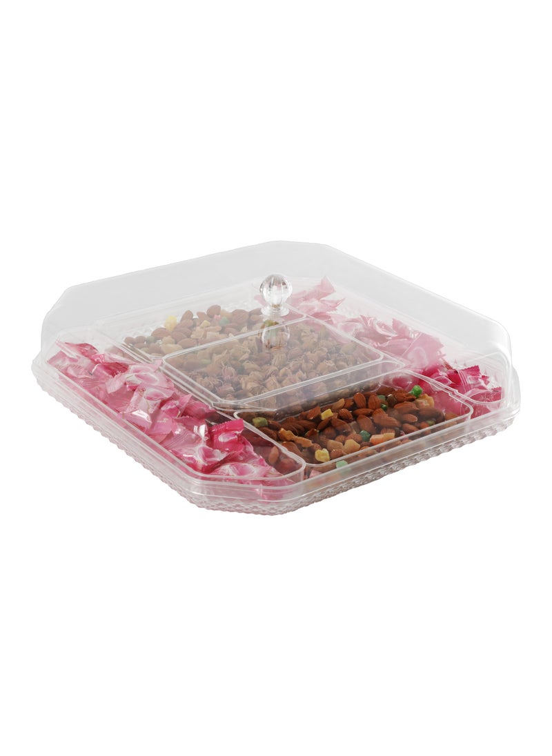 Life Smile - Serving Tray Platter with Removable Dishes - Acrylic Spill Proof Countertop Decorative Tray For Appetizer, Sweets, Candy, Nuts tray with Lid - Image 1
