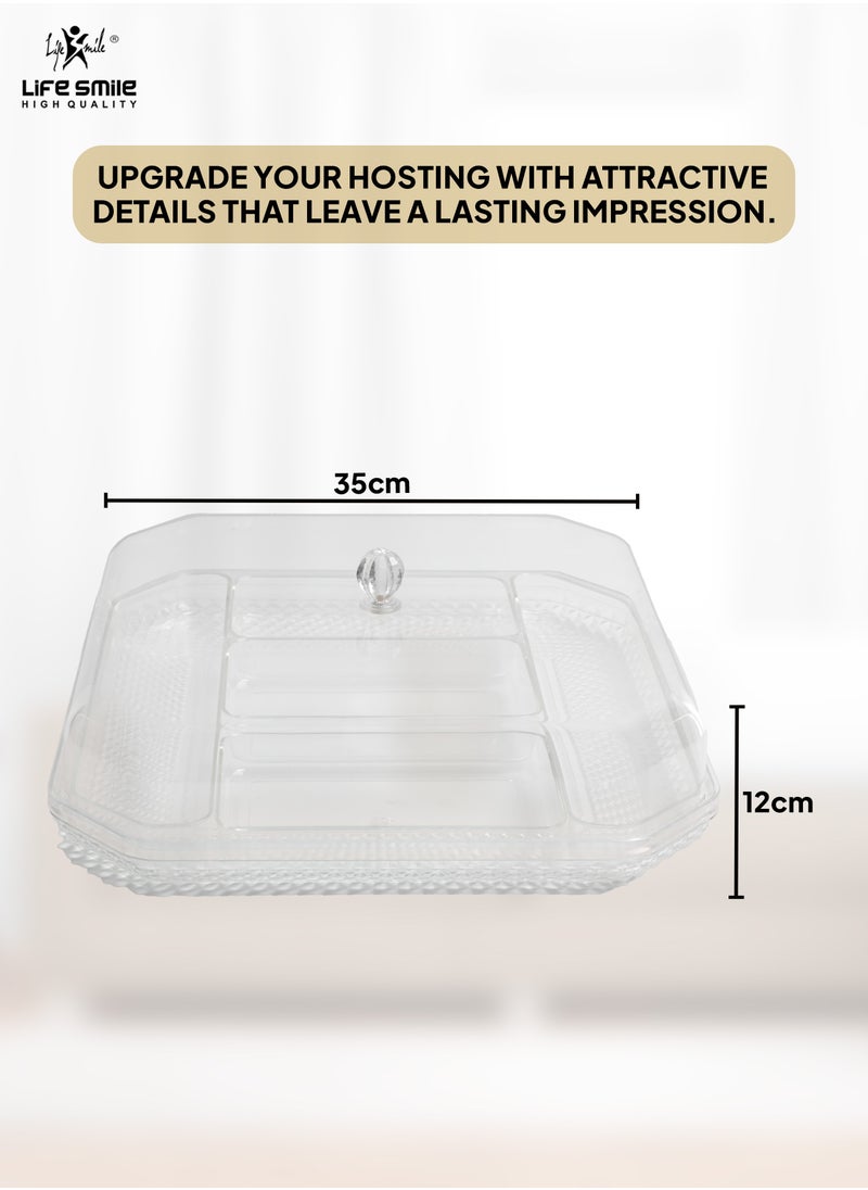 Life Smile - Serving Tray Platter with Removable Dishes - Acrylic Spill Proof Countertop Decorative Tray For Appetizer, Sweets, Candy, Nuts tray with Lid - Image 1