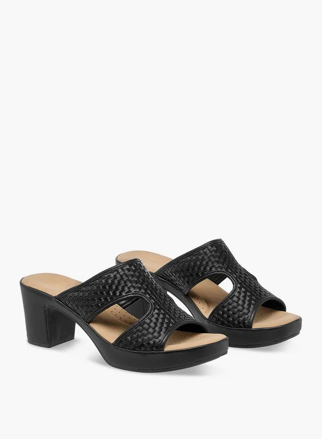 Flora Bella By Shoexpress Women Textured Slip-On Cross Strap Sandals with Block Heels