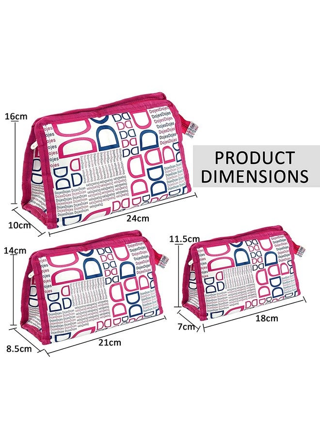 STACKRAID Set of 3 Synthetic Travel & Cosmetic Pouch for Men & Women - (Pink_Set of 3 Dojes D Pouch - Pink) (Baby Pink) - Image 2