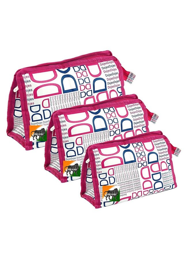 STACKRAID Set of 3 Synthetic Travel & Cosmetic Pouch for Men & Women - (Pink_Set of 3 Dojes D Pouch - Pink) (Baby Pink) - Image 1