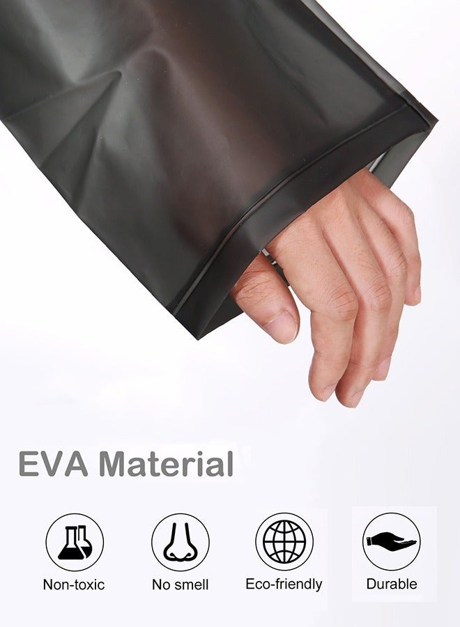 Rain Coats for Adults Reusable, 1Pcs Thickened Transparent Light Raincoat with Hood and Elastic Cuff Sleeves, EVA Rain Ponchos Rain Jackets Raincoats for Men Women, for Family Fishing Travel (Black) - Image 4