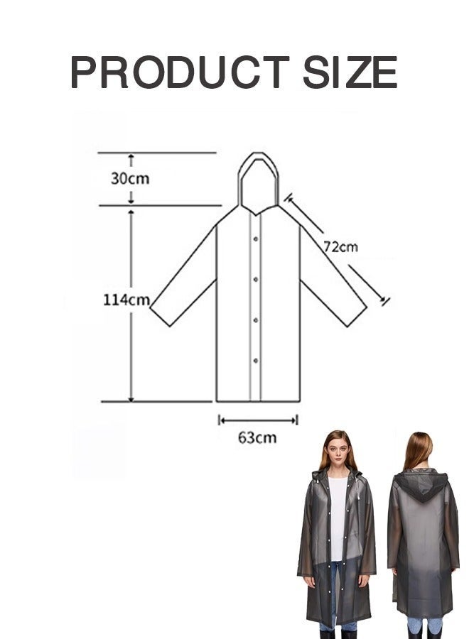 Rain Coats for Adults Reusable, 1Pcs Thickened Transparent Light Raincoat with Hood and Elastic Cuff Sleeves, EVA Rain Ponchos Rain Jackets Raincoats for Men Women, for Family Fishing Travel (Black) - Image 3