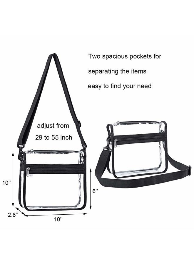 Edraco Clear Crossbody Purse Bag - Stadium Approved, Gym Clear Shoulder Tote Bag with Front Pocket and Adjustable Strap for Women, Men…, Black, Small - Image 4