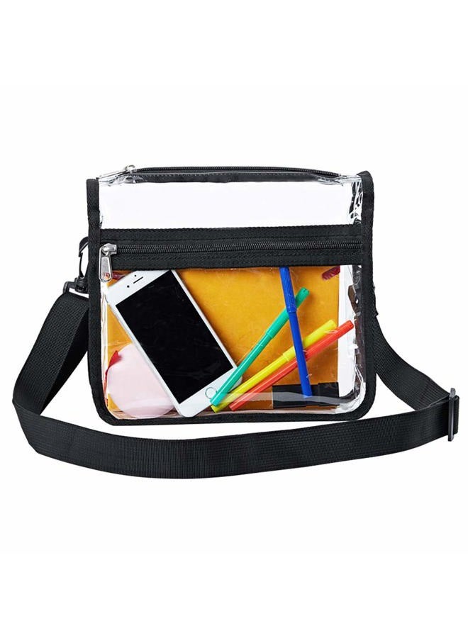 Edraco Clear Crossbody Purse Bag - Stadium Approved, Gym Clear Shoulder Tote Bag with Front Pocket and Adjustable Strap for Women, Men…, Black, Small - Image 3