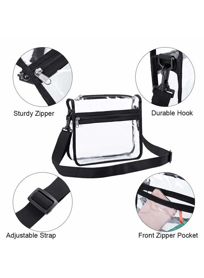 Edraco Clear Crossbody Purse Bag - Stadium Approved, Gym Clear Shoulder Tote Bag with Front Pocket and Adjustable Strap for Women, Men…, Black, Small - Image 5