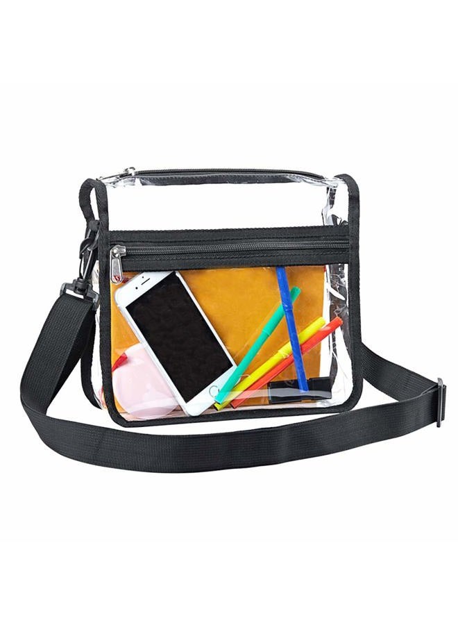 Edraco Clear Crossbody Purse Bag - Stadium Approved, Gym Clear Shoulder Tote Bag with Front Pocket and Adjustable Strap for Women, Men…, Black, Small - Image 1
